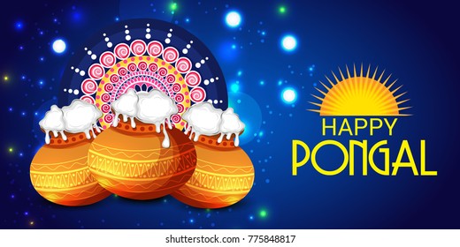 Vector illustration of a Banner for Pongal Celebration.