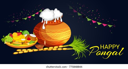 Vector illustration of a Banner for Pongal Celebration.