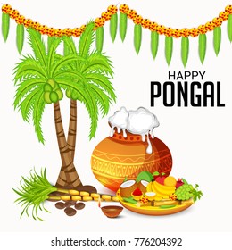 Vector illustration of a Banner for Pongal Celebration.