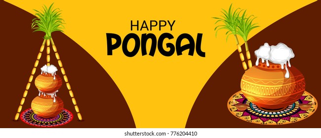 Vector illustration of a Banner for Pongal Celebration.