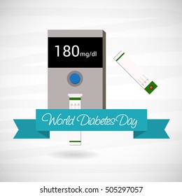 Vector illustration of a Banner or Poster For fight against diabetes with Glucose meter.