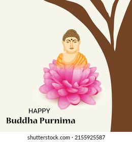 Ilustración vectorial de banner, afiche, volante con diseño agradable y creativo, para Buddha Purnima o el Día de Vesak.