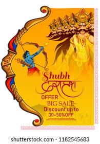 Banner de ilustração vetorial ou cartaz para celebração Feliz Dussehra Navratri, Senhor Rama Índia anúncio de férias promoção promoção promoção de fundo.