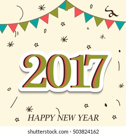 Vector illustration of a Banner or Poster for Happy New Year 2017.