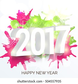 Vector illustration of a Banner or Poster for Happy New Year 2017.