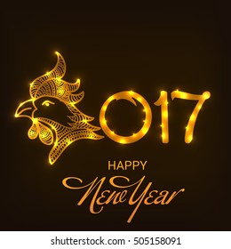 Vector illustration of a Banner or Poster for Happy New Year 2017.