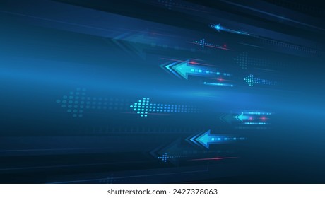 Ilustración vectorial para un banner o presentación sobre el tema de la tecnología, la ciencia y la medicina. Diseño tecnológico moderno. Fondo abstracto de alta tecnología con flechas y líneas brillantes.