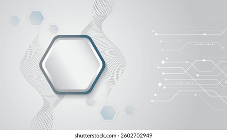 Vector illustration for a banner or presentation on the theme of technology, science, and medicine. Modern technological design. Abstract hexagon background with light effect circuit board.