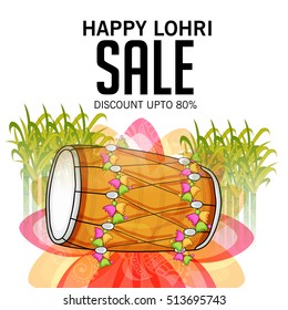 Vector illustration of a Banner For Punjabi Festival Happy Lohri celebration.