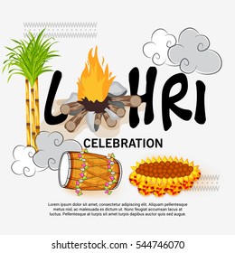 Vector illustration of a Banner For Punjabi Festival Happy Lohri celebration.