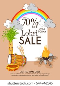 Vector illustration of a Banner For Punjabi Festival Happy Lohri celebration.