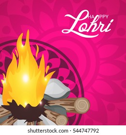 Vector illustration of a Banner For Punjabi Festival Happy Lohri celebration.