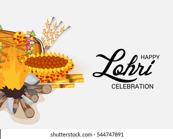 Vector illustration of a Banner For Punjabi Festival Happy Lohri celebration.