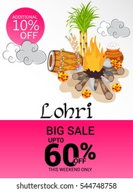 Vector illustration of a Banner For Punjabi Festival Happy Lohri celebration.
