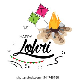 Vector illustration of a Banner For Punjabi Festival Happy Lohri celebration.