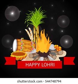 Vector illustration of a Banner For Punjabi Festival Happy Lohri celebration.