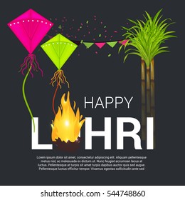 Vector illustration of a Banner For Punjabi Festival Happy Lohri celebration.