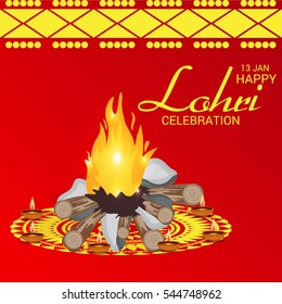 Vector illustration of a Banner For Punjabi Festival Happy Lohri celebration.