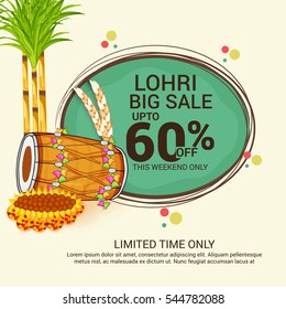 Vector illustration of a Banner For Punjabi Festival Happy Lohri celebration.