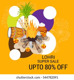 Vector illustration of a Banner For Punjabi Festival Happy Lohri celebration.