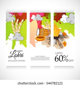 Vector illustration of a Banner For Punjabi Festival Happy Lohri celebration.
