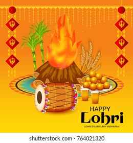 Vector illustration of a Banner for Punjabi Festival of Lohri Celebration.