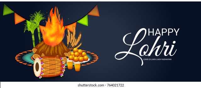 Vector illustration of a Banner for Punjabi Festival of Lohri Celebration.