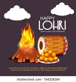 Vector illustration of a Banner for Punjabi Festival of Lohri Celebration.