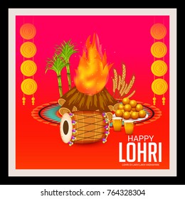 Vector illustration of a Banner for Punjabi Festival of Lohri Celebration.