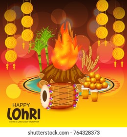 Vector illustration of a Banner for Punjabi Festival of Lohri Celebration.