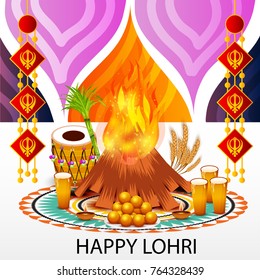 Vector illustration of a Banner for Punjabi Festival of Lohri Celebration.