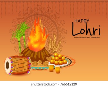 Vector illustration of a Banner for Punjabi Festival of Lohri Celebration.