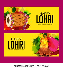 Vector illustration of a Banner for Punjabi Festival of Lohri Celebration.
