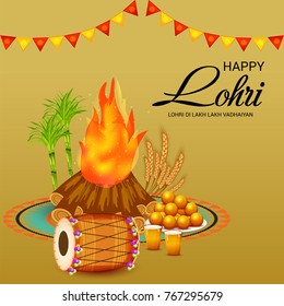 Vector illustration of a Banner for Punjabi Festival of Lohri Celebration.
