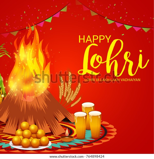 Vector Illustration Banner Punjabi Festival Lohri Stock Vector (Royalty ...