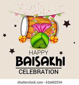 Vector illustration of a Banner for Punjabi New Year Happy Baisakhi.