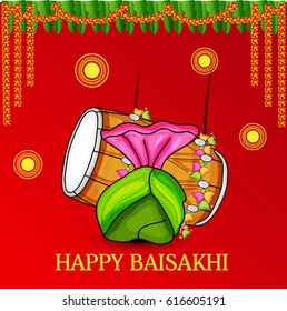 Vector illustration of a Banner for Punjabi New Year Happy Baisakhi.