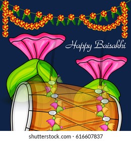 Vector illustration of a Banner for Punjabi New Year Happy Baisakhi.