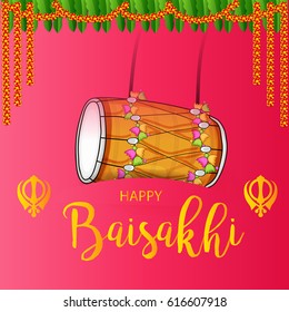 Vector illustration of a Banner for Punjabi New Year Happy Baisakhi.