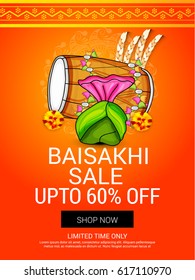 Vector illustration of a Banner for Punjabi New Year Happy Baisakhi.