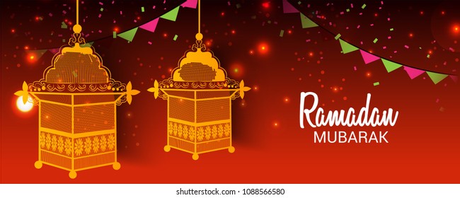 Vector illustration of a Banner for Ramadan Mubarak.