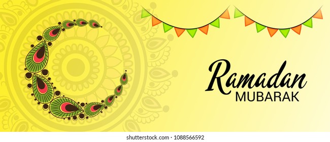 Vector illustration of a Banner for Ramadan Mubarak.