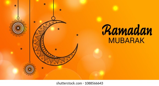 Vector illustration of a Banner for Ramadan Mubarak.