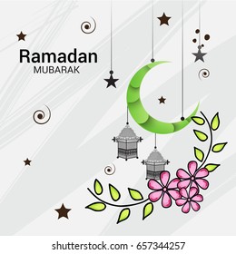 Vector illustration of a Banner for Ramadan Mubarak.