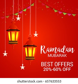 Vector illustration of a Banner for Ramadan Mubarak.