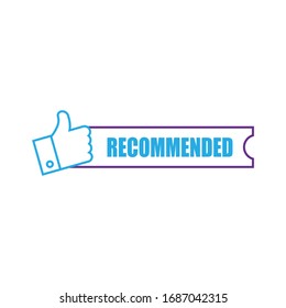 vector illustration banner recommended with thumbs up isolated on white background
