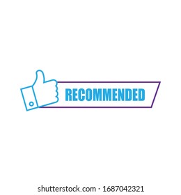 vector illustration banner recommended with thumbs up isolated on white background