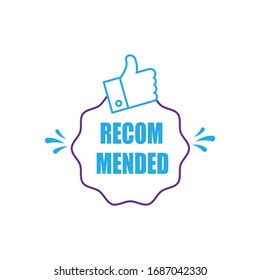 vector illustration banner recommended with thumbs up isolated on white background