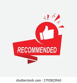 vector illustration banner recommended with thumbs up. isolated on white background