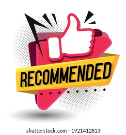 vector illustration banner recommended with thumbs up
